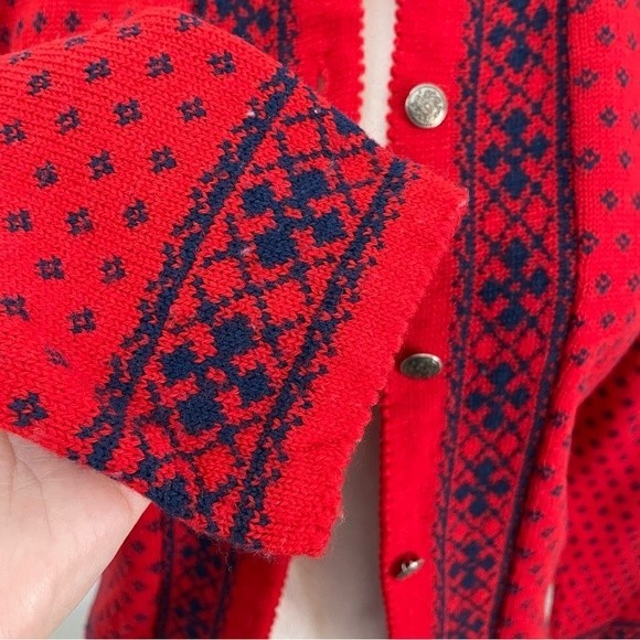 VTG Pendleton 100% Wool Made in the USA Fair Isle Nordic Cardigan Sweater Small - Picture 5 of 11